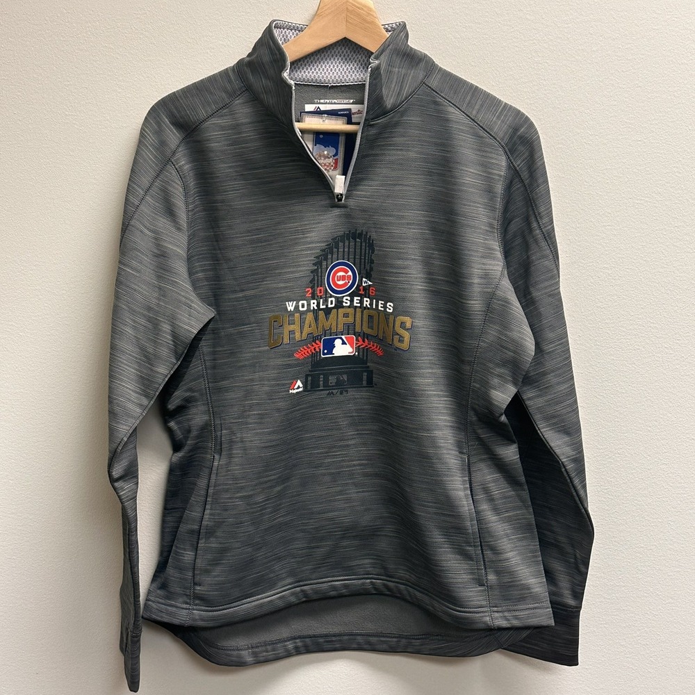 Majestic Authentic Chicago Cubs 2016 World Series 1/4 Zip Womens Medium NWT